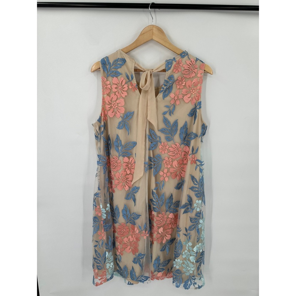 Est 1946 Embroidered Dress Womens Size 14/16 Mesh Floral Botanical Wedding Guest - Picture 2 of 9